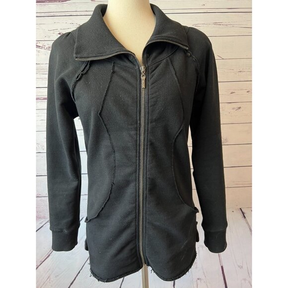 Silver Jeans Full Zip jacket Black Shacket Small‎ Grunge Moto Pockets Y2K 80s - Picture 8 of 11